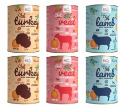 Syta Micha Chef JUNIOR 6X400 ZESTAW CIELĘCINA INDYK JAGNIĘCINA MEGA smaki