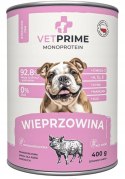 VETPRIME Monobiałkowa Wieprzowina 400g mokra karma dla psa bezzbożowa