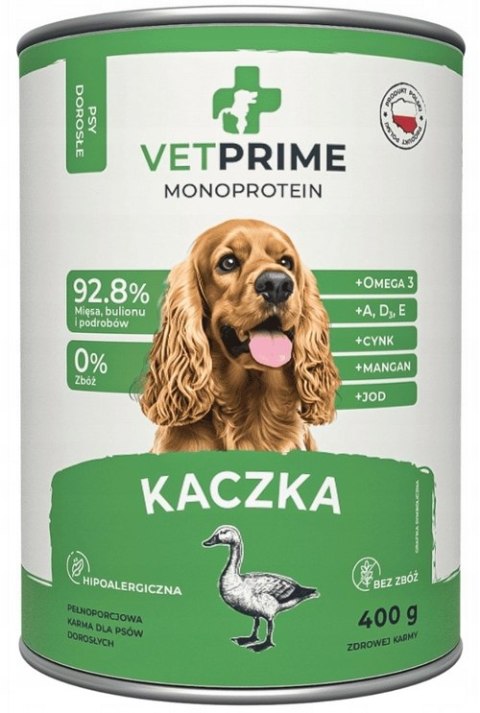 VetPrime Monobiałkowa Kaczka 400g karma mokra dla psa HYPOALERGICZNA