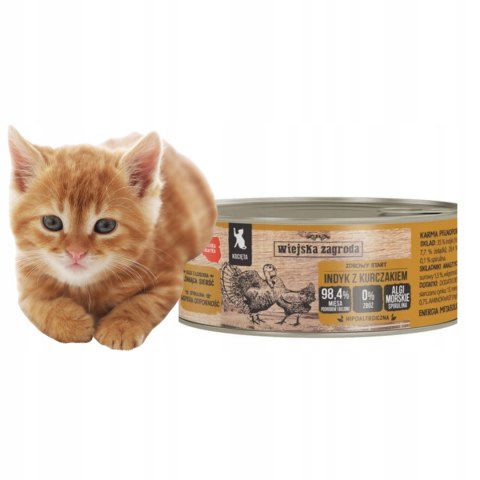 WIEJSKA ZAGRODA Indyk z Kurczakiem 85g dla kociąt