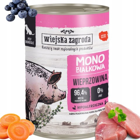 Wiejska Zagroda Karma mokra dla psa Monobiałkowa Wieprzowina (dorosły) 400g