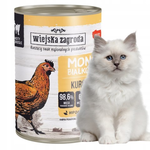 Wiejska Zagroda monobiałkowa kot PUSZKI dla kota mix SMAKÓW 4x400g mix