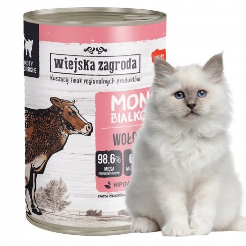 Wiejska Zagroda monobiałkowa kot PUSZKI dla kota mix SMAKÓW 4x400g mix