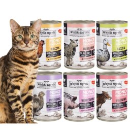 Wiejska Zagroda monobiałkowa kot PUSZKI dla kota mix SMAKÓW 6x400g KACZKA