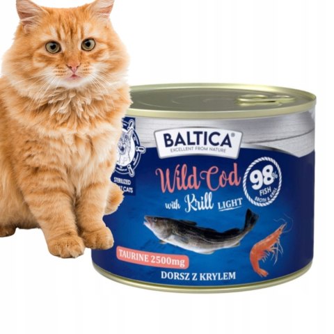 BALTICA EXCELLENT kot dorosły Wild Cod with Krill Light 185g