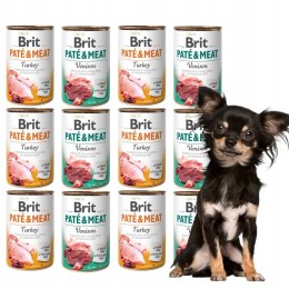 BRIT PATE MEAT 12X400 zestaw puszek dla psa Venison Turkey