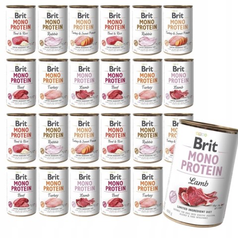 Brit MonoProtein MIX MEGA SMAKI 24x400g 6 smaków