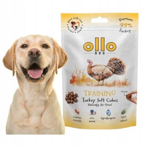 Ollo Air Dried TURKEY Cubes Suszony Przysmak Treningowy Indyk dla Psa 80g