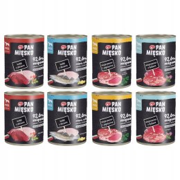 PAN MIĘSKO ZESTAW DLA PSA 8x800 MIX SMAKÓW INDYK Z JELENIEM WIEPRZOWINA