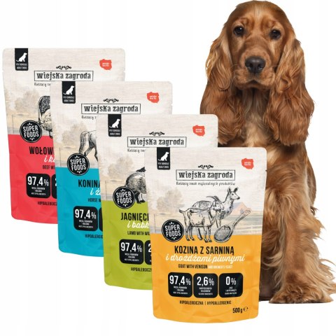 Wiejska Zagroda MIX Karma Mokra Saszety 4x500 pakiet próbny