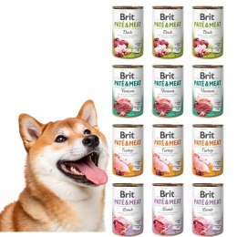 BRIT PATE MEAT 12X400 zestaw puszek dla psa Venison Duck Lamb Turkey