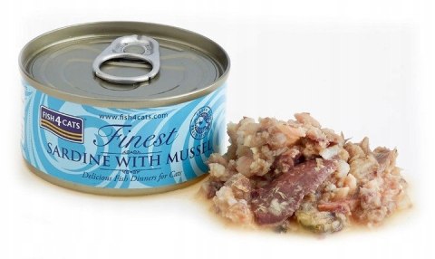 FISH4CATS SARDINE WTH MUSSEL 70g Sardynki z małżem nowozelandzkim dla kota