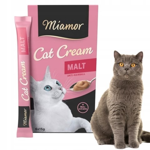 Miamor Cat Cream przekąska odkłaczająca MALT Anti-Hairball zestaw 6x15g