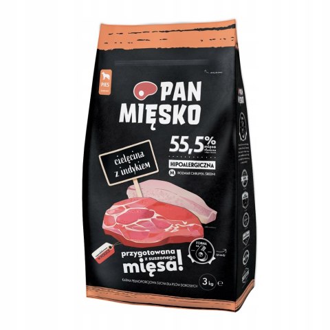 Pan Mięsko Karma PIES cielęcina z indykiem chrupki M 3kg