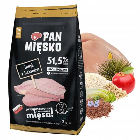 Pan Mięsko Karma PIES indyk z bażantem chrupki S 3kg