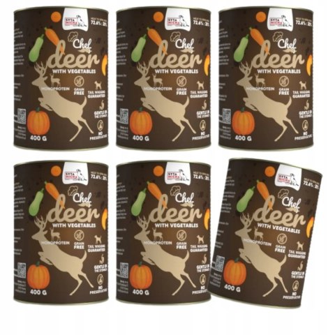 Syta Micha CHEF ZESTAW MONOPROTEIN JELEŃ DEER 6x400G KARMA DLA ALERGIKA