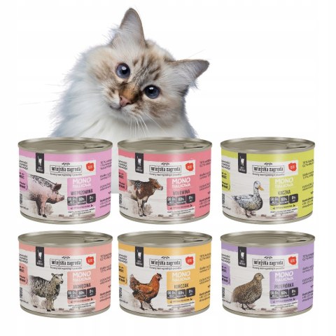Wiejska Zagroda Zestaw Mono 6x200 MIX SMAKÓW DLA KOTA DOROSŁEGO