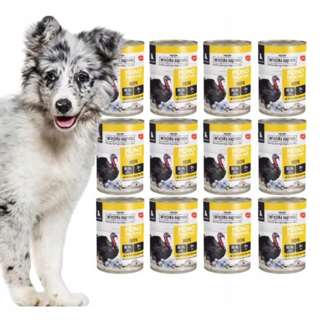 ZESTAW Wiejska Zagroda Karma dla psa Monobiałkowa Indyk SZCZENIAK 12X 400G