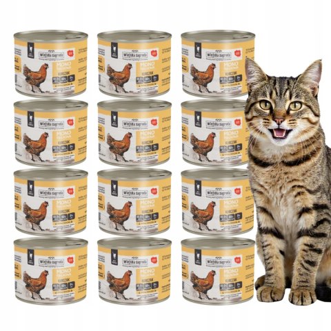 ZESTAW Wiejska Zagroda mokra karma MONOBIAŁKOWA KOT Kurczak 12X200g