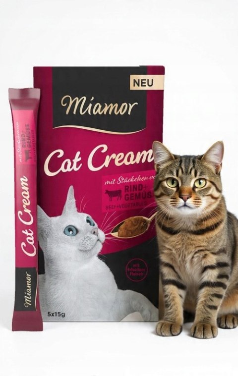 Miamor Cat Cream wołowina i warzywa pasta dla kota przysmak 5x15g