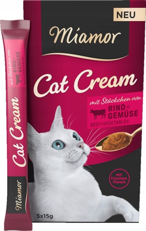 Miamor Cat Cream wołowina i warzywa pasta dla kota przysmak 5x15g