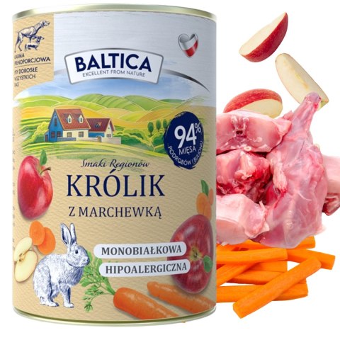 Baltica Smaki Regionów Królik z Marchewką 400G monobiałkowa dla alergika