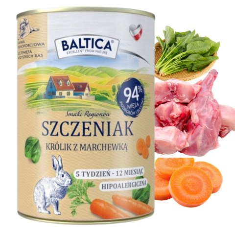 Baltica Smaki Regionów Szczeniak Królik z marchewką 400g Monoproteinowa