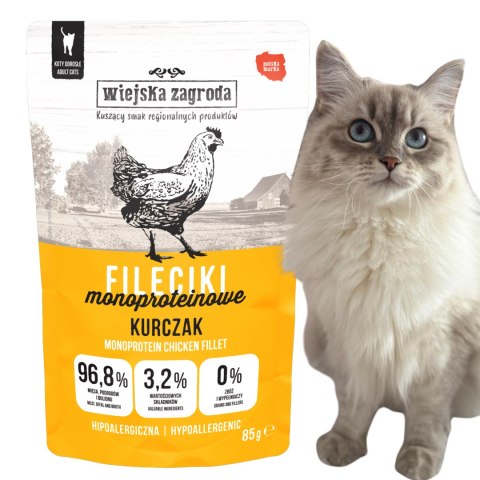Wiejska Zagroda Karma mokra dla kota Fileciki Kurczak (dorosły) 85g