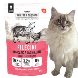 Wiejska Zagroda Karma mokra dla kota Fileciki Kurczak z jagnięciną (dorosły) 85g