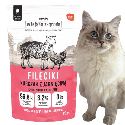 Wiejska Zagroda Karma mokra dla kota Fileciki Kurczak z jagnięciną (dorosły) 85g