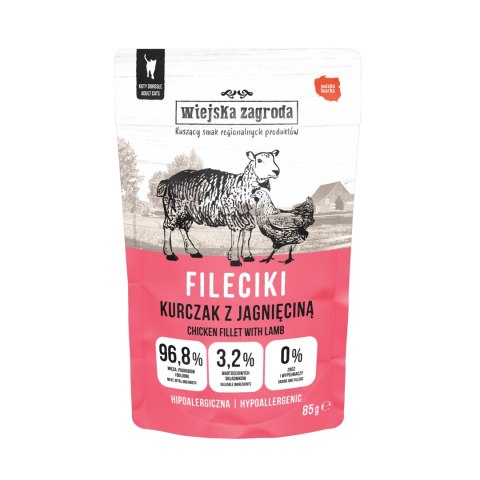 Wiejska Zagroda Karma mokra dla kota Fileciki Kurczak z jagnięciną (dorosły) 85g