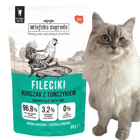 Wiejska Zagroda Karma mokra dla kota Fileciki Kurczak z tuńczykiem (dorosły) 85g