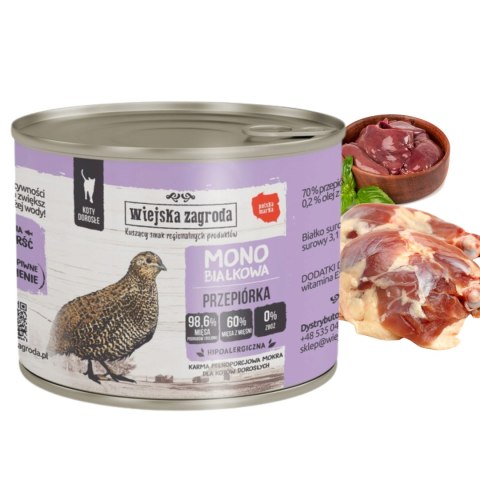 Wiejska Zagroda mokra karma MONOBIAŁKOWA KOT Przepiórka 200g