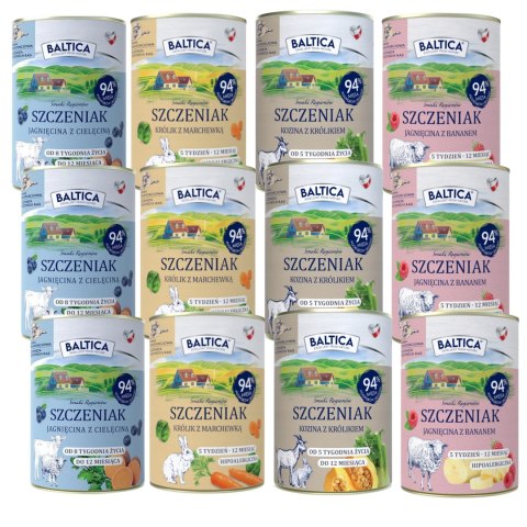 ZESTAW Baltica szczeniak 12X400g MIX SMAKÓW PUPPY królik jagnięcina kozina