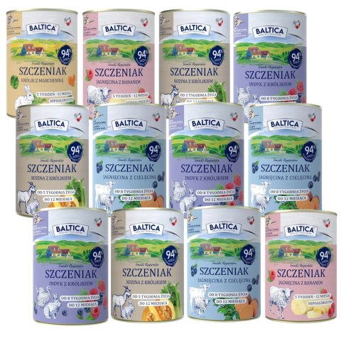 ZESTAW Baltica szczeniak 12X400g MIX SMAKÓW PUPPY królik jagnięcina kozina