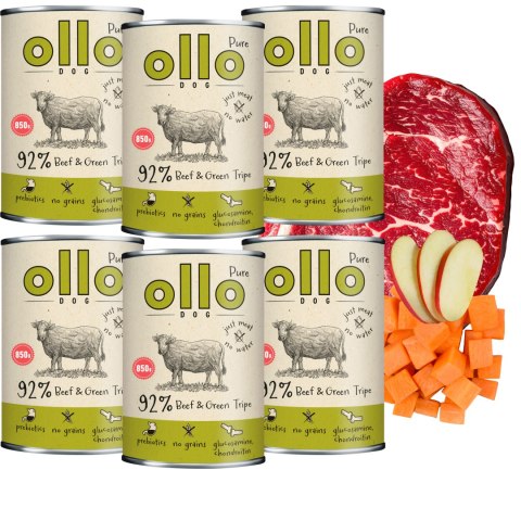 ZESTAW OLLO Pure Wołowina i Żwacze 6X850g