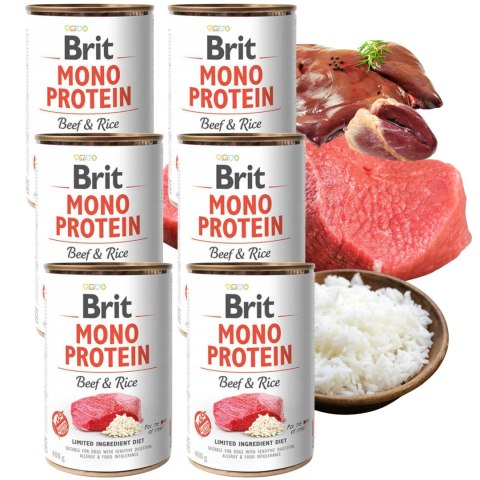 BRIT MONO PROTEIN BEEF & BROWN RICE 6x400g zestaw wołowina