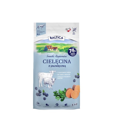 Baltica Smaki Regionów Adult Cielęcina z jagnięciną M/L 3kg