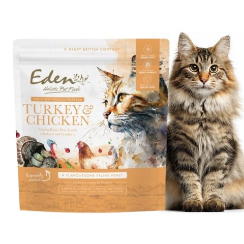 EDEN Karma Sucha dla Kota Indyk Kurczak 70% Mięsa Bez Zbóż 1,5 kg