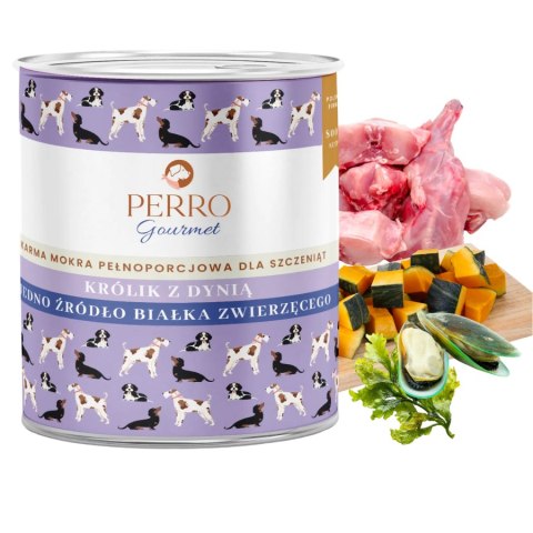 PERRO JUNIOR Gourmet Królik z dynią - monobiałkowa formuła dla szczeniąt wszystkich ras 800g