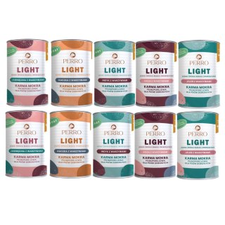 PERRO LIGHT ZESTAW WSZYTKICH SMAKÓW 10X400 JAGNIĘCINA JELEŃ KOZA INDYK