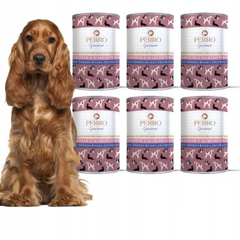 PERRO ZESTAW 6X400 Gourmet Królik z marchewką dla psów dorosłych 400g