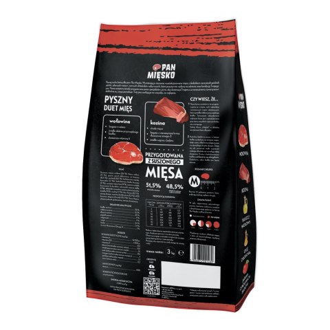 Pan Mięsko Karma PIES wołowina z koziną chrupki M 3kg