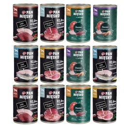Pan Mięsko Pakiet Próbny 12x400 Mix Smaków Indyk z Jeleniem, dorszem, z dzik