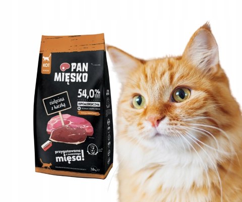 Pan Mięsko karma sucha dla kota Cielęcina z kaczką M 1,6KG