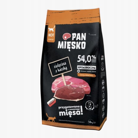 Pan Mięsko karma sucha dla kota Cielęcina z kaczką M 1,6KG