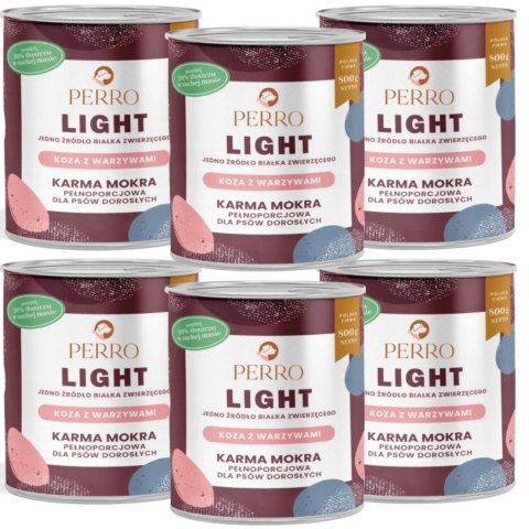 Perro LIGHT KOZA WARZYWA karma mokra dla psa 6x800 G