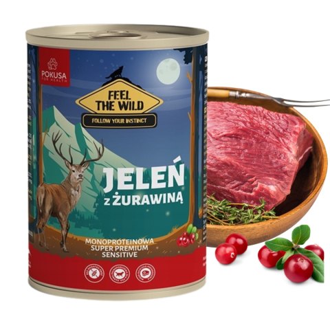 Pokusa Feel The Wild jeleń z żurawiną karma 400g