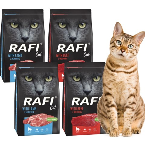 Rafi Cat PAKIET PRÓBNY 4x1,5 kg sucha karma dla kota dorosłego MIX SMAKÓW
