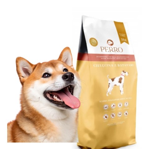 SUCHA KARMA PERRO Bezzbożowa Cielęcina z Batatami Średnie Duże Rasy 1 kg dla